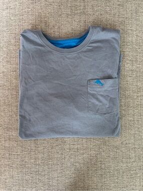 Tommy Bahama Gray Pocket Tee with Blue Dolphin Accent